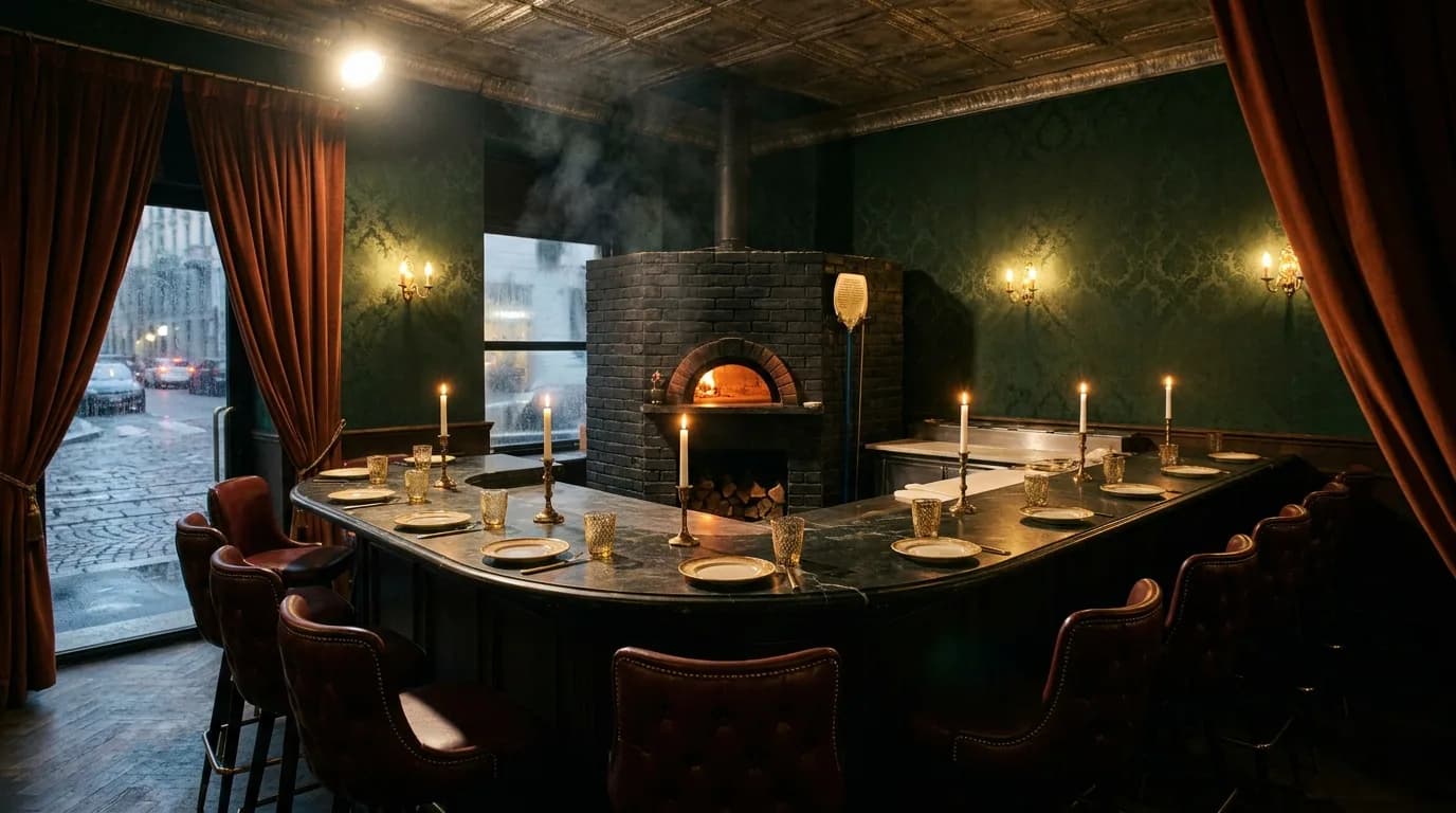 The Vesuvio 1906 atelier — twelve seats, one fire, Milano